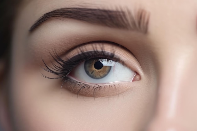 Stunning female eye in macro with natural makeup chic and detailed Generative AI