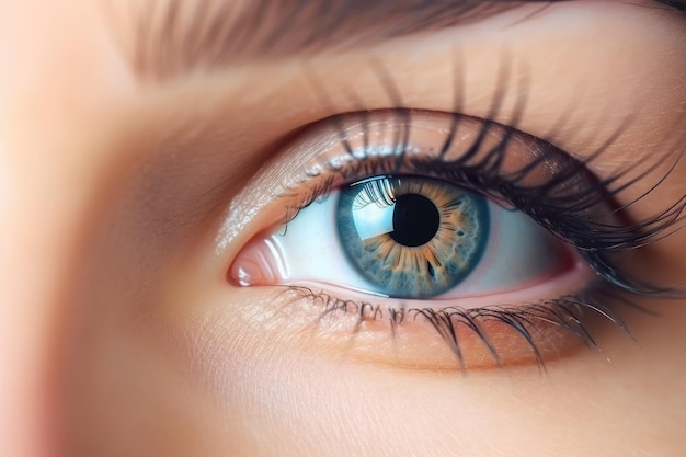 Stunning female eye in macro with natural makeup chic and detailed Generative AI