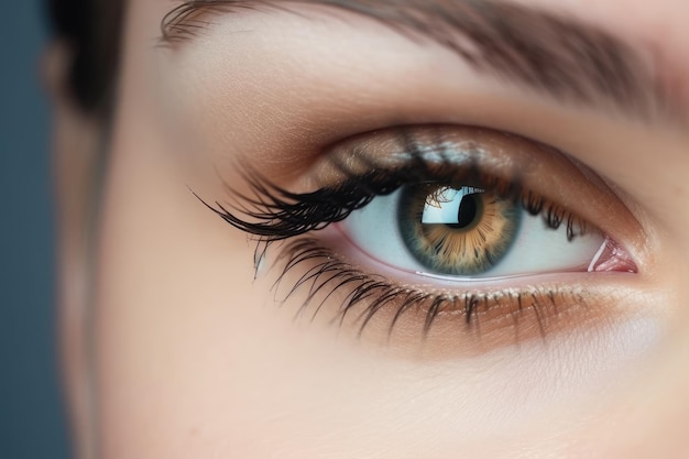 Stunning female eye in macro with natural makeup chic and detailed Generative AI