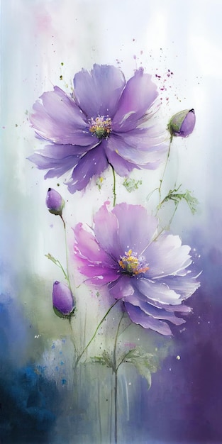 Stunning Flower Purple Flowers Vase Paint Anemone Gentle Mists Dreamy Coronavirus Luminous