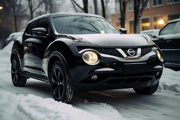 Photo stunning front view of a black used nissan juke car 00645 02