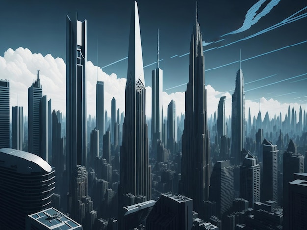 Stunning futuristic city buildings AI Generated