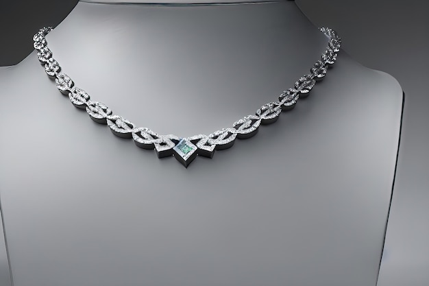 Stunning Gem Necklace in White Gold