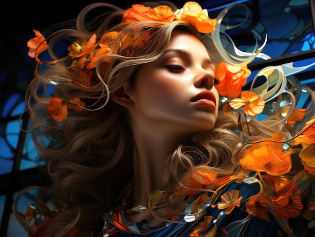 Stunning girl art HD 8K wallpaper Stock Photographic Image