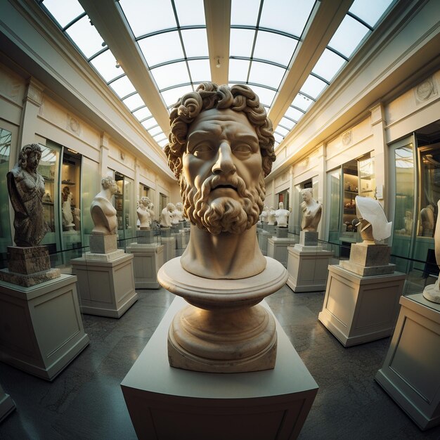 Foto stupendo busto greco in un museo