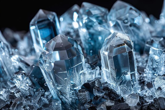 Stunning Ice Crystals Glowing Against a Dark Background