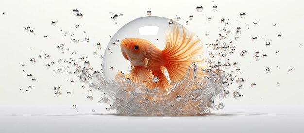 Photo a stunning illustration of the combination of water bubbles with beautiful fish in the middle displaying dazzling bright colors