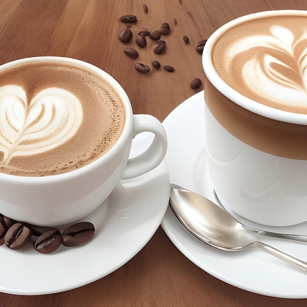 Photo stunning image of coffee cup on a table with coffee beans for international coffee day wallpaper