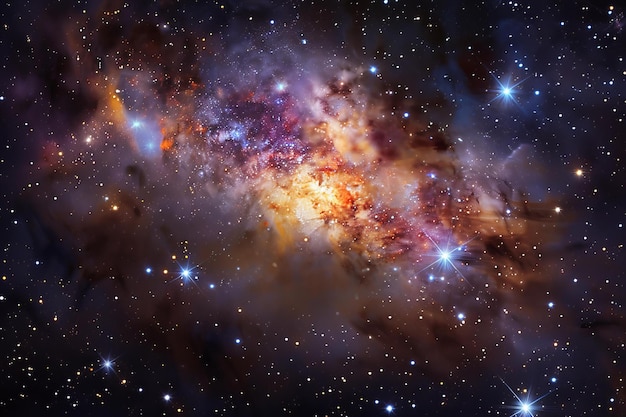 Stunning Image of a Colorful Nebula with Bright Stars