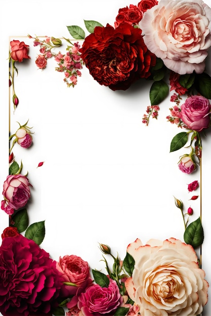 A stunning image featuring a red and pink rose flower with a blank space in the middle