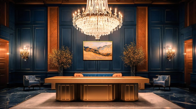 A stunning image of an opulent reception area exuding an air of grandeur and refinement to impress visiting clients