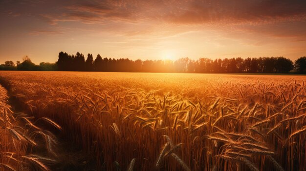 Stunning Image of a Wheat Field During Sunset