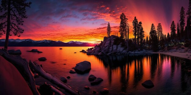Stunning lake tahoe sunset