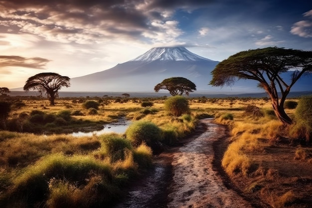 タンザニアのキリマンジャロ山の素晴らしい風景