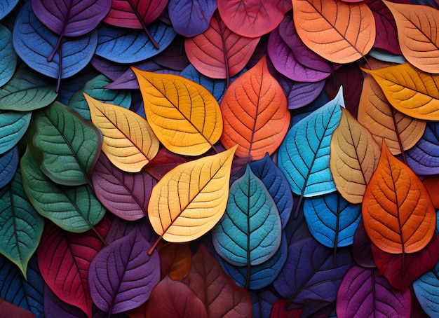 Stunning leaves in autumn background with magical colors