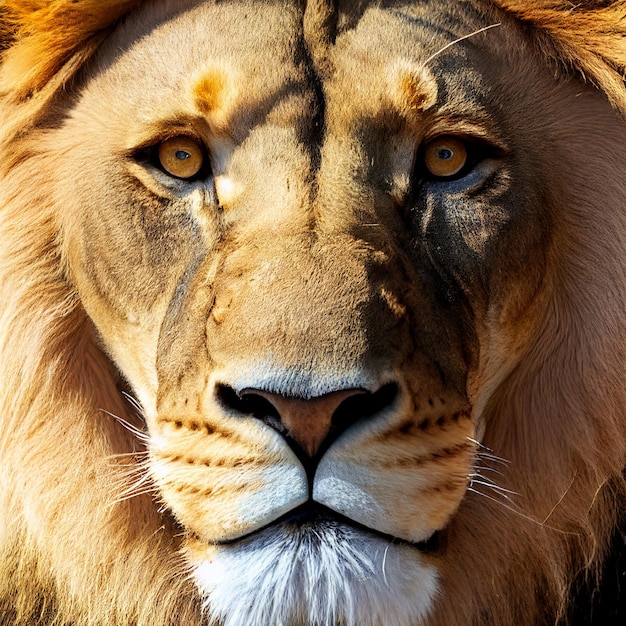 Stunning lion head closeup looking at camera portrait