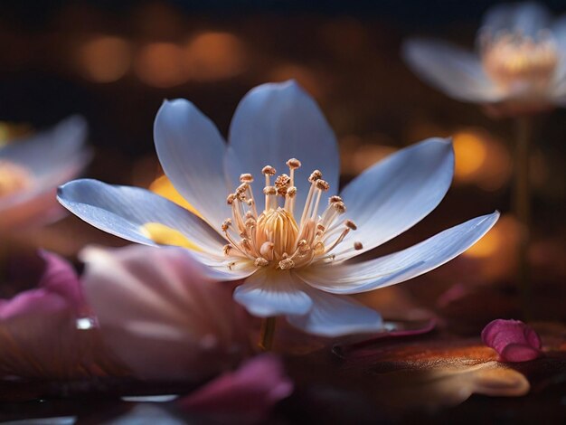 a stunning macro photo The flower petals emit an ethereal light