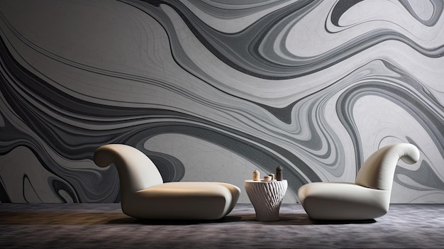Stunning marble wallpaper with innovative patterned ceramic stone design
