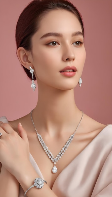 Photo stunning model with authentic jewelry set