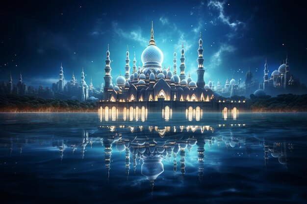 물 속 에 반사 되는 놀라운 모스크