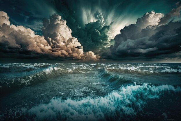 Stunning ocean and cloudy sky