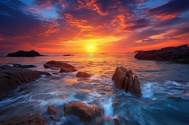 Stunning ocean sunset Natural scenery