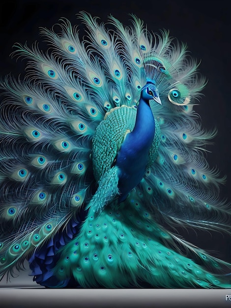 A Stunning Peacock with a Cyan and Viridian Tail