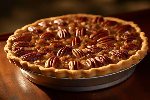 A stunning pecan pie is served
