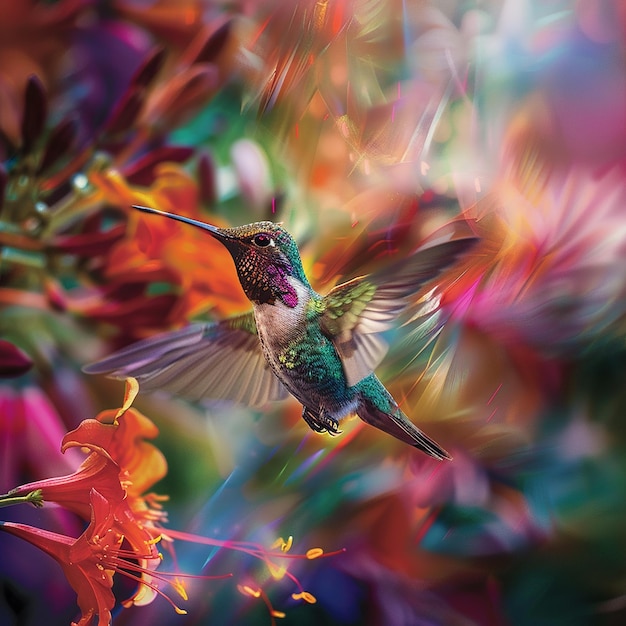 Photo a stunning photograph of a hummingbird in midair