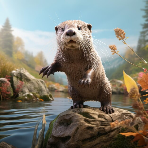 Stunning Photorealistic Otter Art Ultrasharp Hyperrealistic High Detail