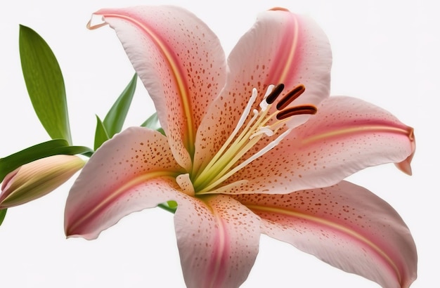 A stunning pink flower shown alone on a white backdrop