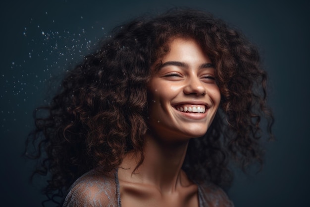 Stunning portrait of an elated woman showcasing a radiant smile