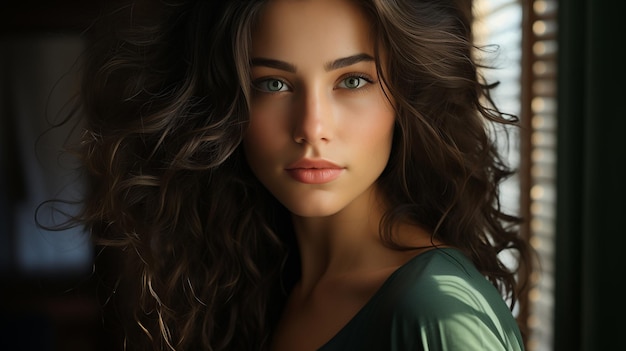 Stunning Portrait of a Young Woman with Lush Curls