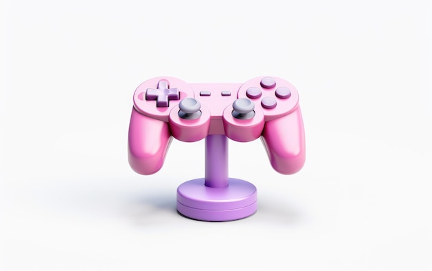 Потрясающий фиолетовый игровой джойстик 3D Icon Object, изолированный на белом фоне