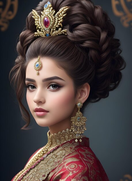 A stunning queen girl with beautiful hair Ai generated