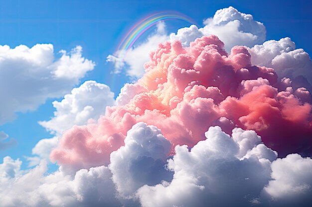 Stunning rainbow between clouds after rain generative IA