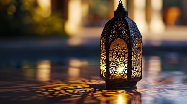 A stunning Ramadan candle lantern Featuring such intricate patterns and cut work likeGenerative Ai