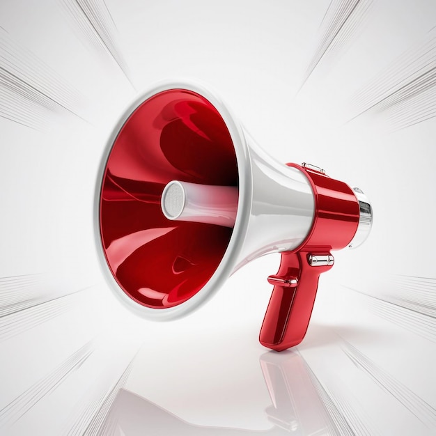 Photo stunning realistic 3d render illustration of a red and white megaphone isolated ai generated