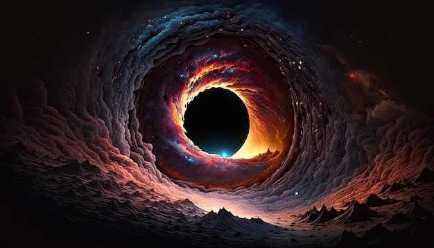 ブラック ホールの見事な現実的な壁紙深宇宙の星空天体写真宇宙宇宙空間の背景ジェネレーティブ ai