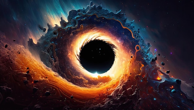 Stunning realistic wallpaper of a Black Hole Deep space starry astrophotography universe cosmus space background Generative ai