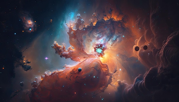 Stunning realistic wallpaper of a Nebula Deep space starry astrophotography universe cosmus space background Generative ai