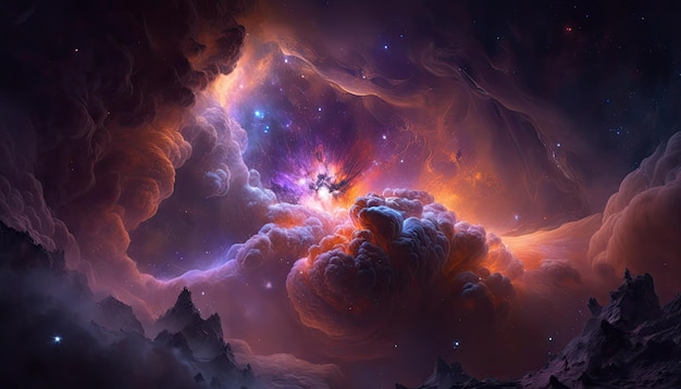 Stunning realistic wallpaper of a Nebula Deep space starry astrophotography universe cosmus space background Generative ai