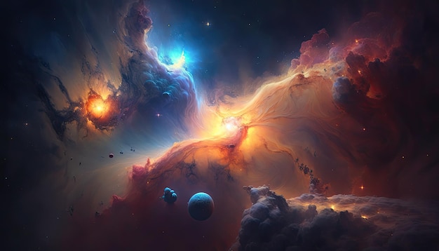 Stunning realistic wallpaper of a Nebula Deep space starry astrophotography universe cosmus space background Generative ai