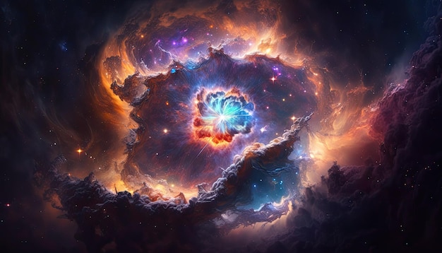 Stunning realistic wallpaper of a Supernova Deep space starry astrophotography universe cosmus space background Generative ai