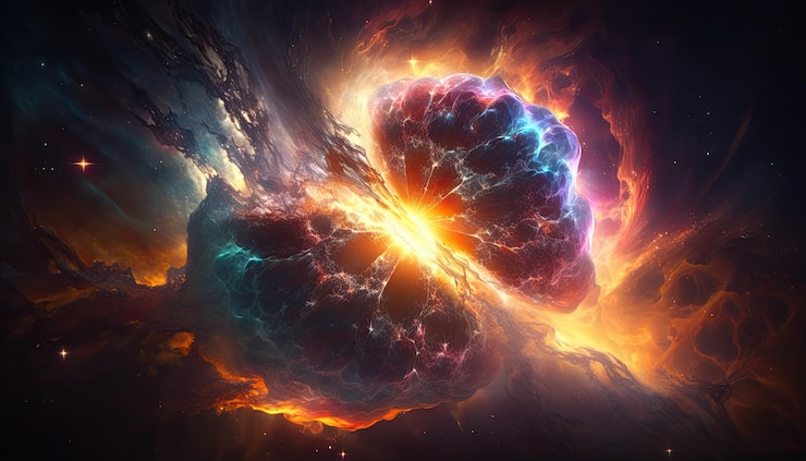 Photo stunning realistic wallpaper of a supernova deep space starry astrophotography universe cosmus space background generative ai