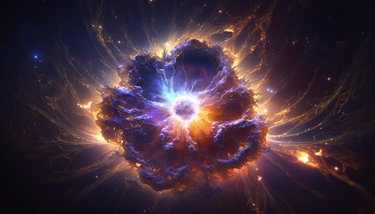 Photo stunning realistic wallpaper of a supernova deep space starry astrophotography universe cosmus space background generative ai