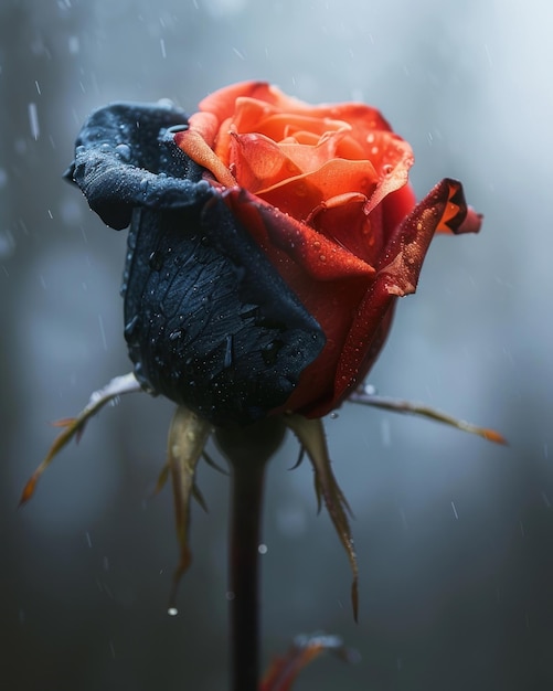 Stunning Red Rose With Water Droplets