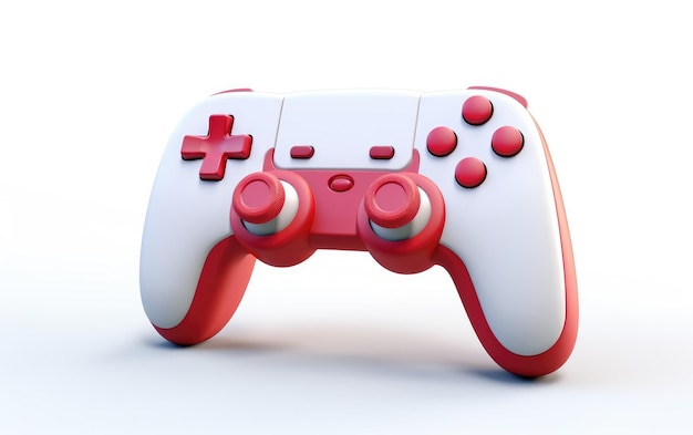 Stunning Red and White Gamepad Joystick 3D Icon Object Isolated on White Background