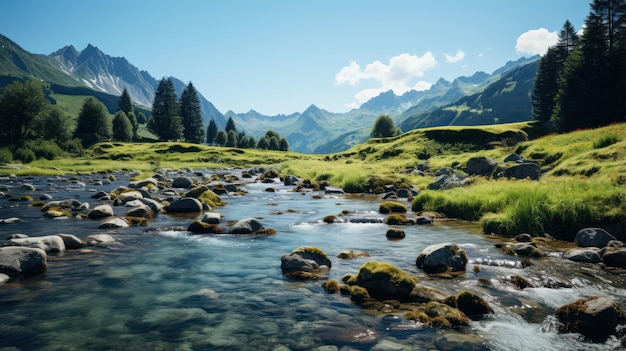 Stunning river views in front of beautiful and beautiful mountains