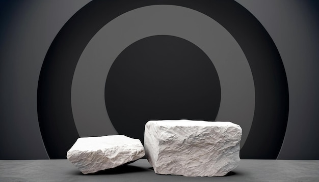 Stunning Rock Stone Podium Mockup Showcase Your Product in an Abstract Presentation Empty Display